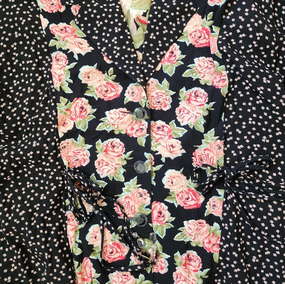 Vintage 90s Carole Little Oversized Pink Floral Blazer Oversized Crystal Beads - Picture 8 of 12